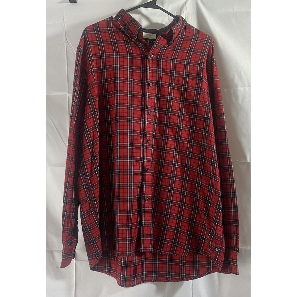Chaps Shirt Mens XL Extra Large Red Black Plaid Button Down‎ Long Sleeve Pocket - Picture 5 of 10